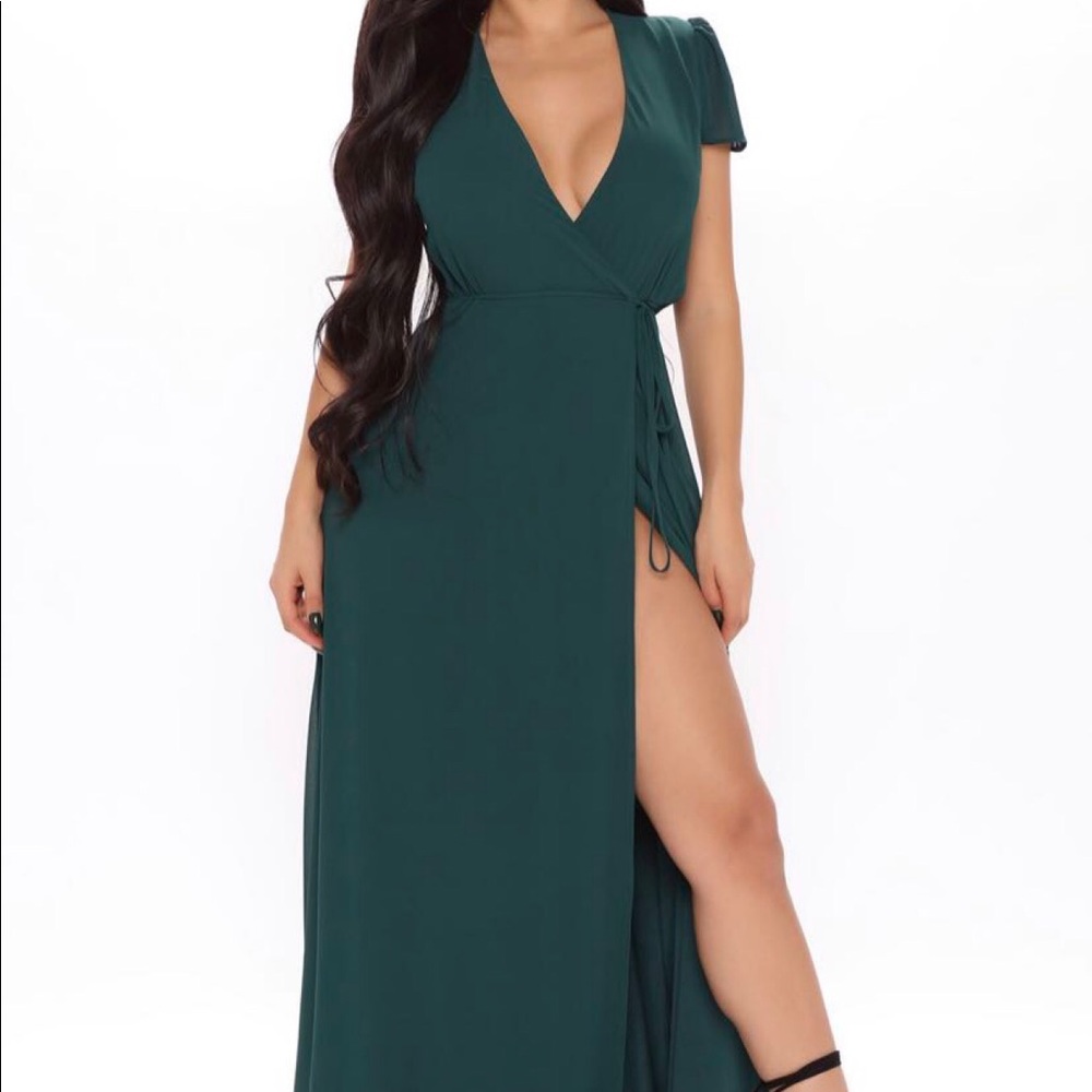 Green High Slit Summer Dress